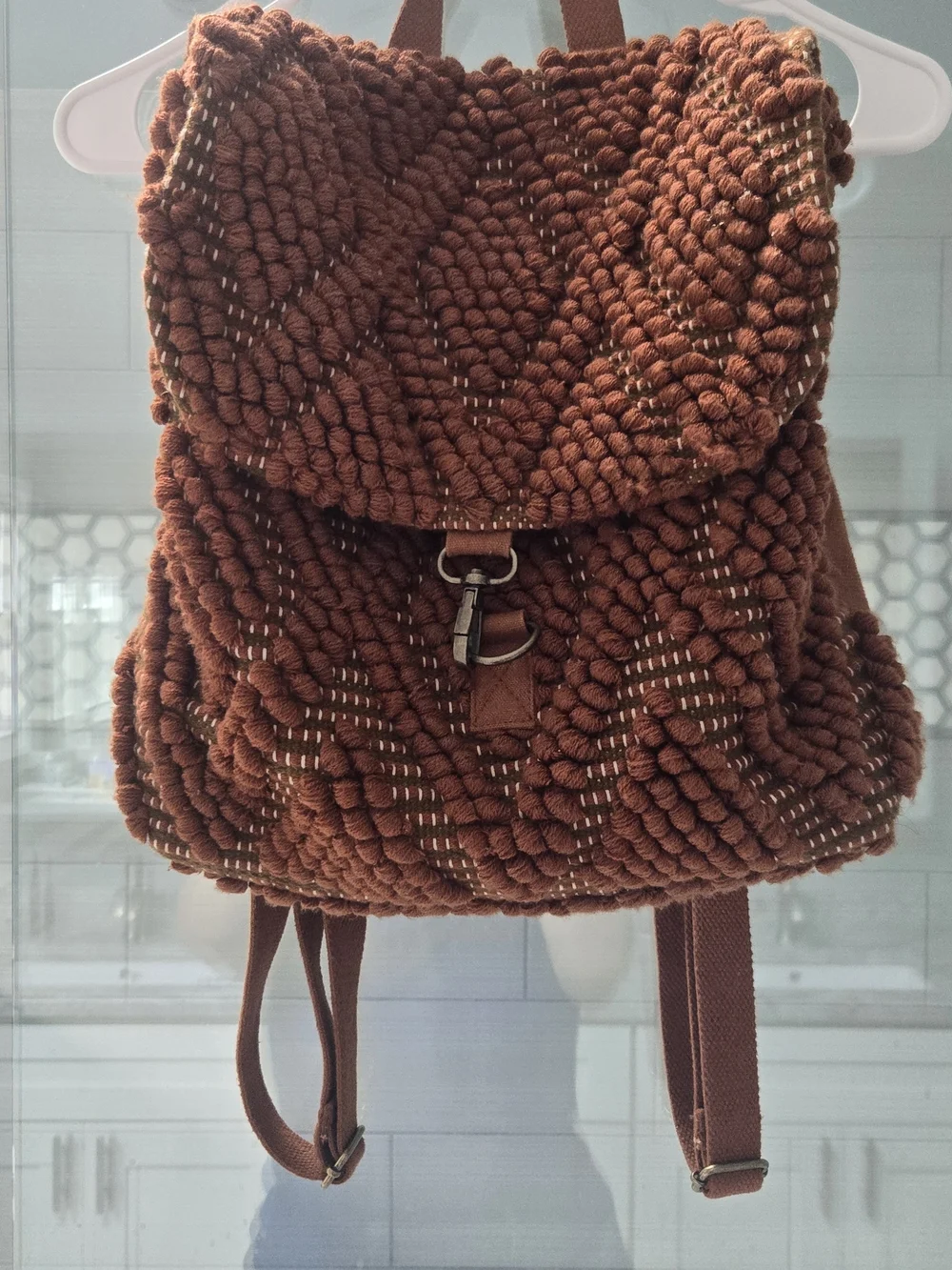 Panache Apparel Chunky Knit Brown Women's Backpack - Casual Everyday Bag